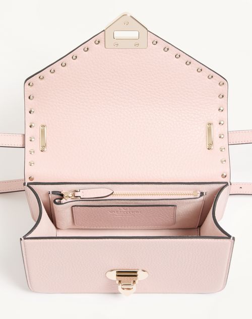 Valentino Garavani - Valentino Garavani Rockstud Small Shoulder Bag In Grainy Calfskin - Pink - Woman - Shoulder Bags